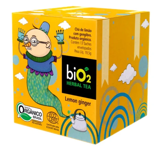 BiO2 herbal tea lemon ginger presto 13 sachês 19g